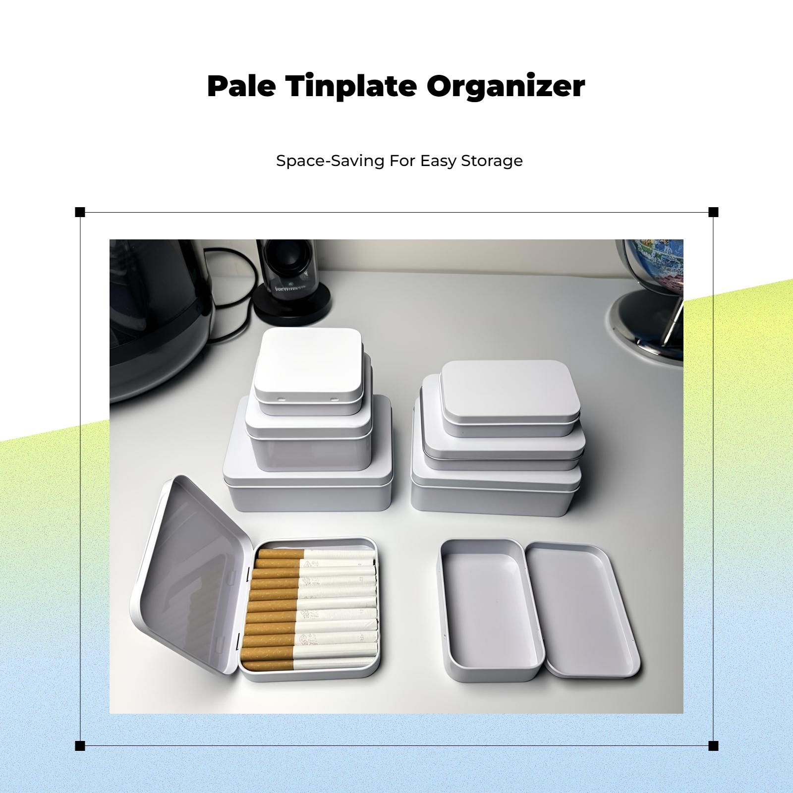 Tin Container Lid - Cream Tin Metal Storage Box Secure