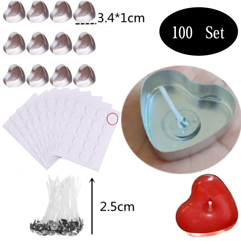 100 Sets Heart shaped Empty Al - огляд і ціна Candle Making Vessels