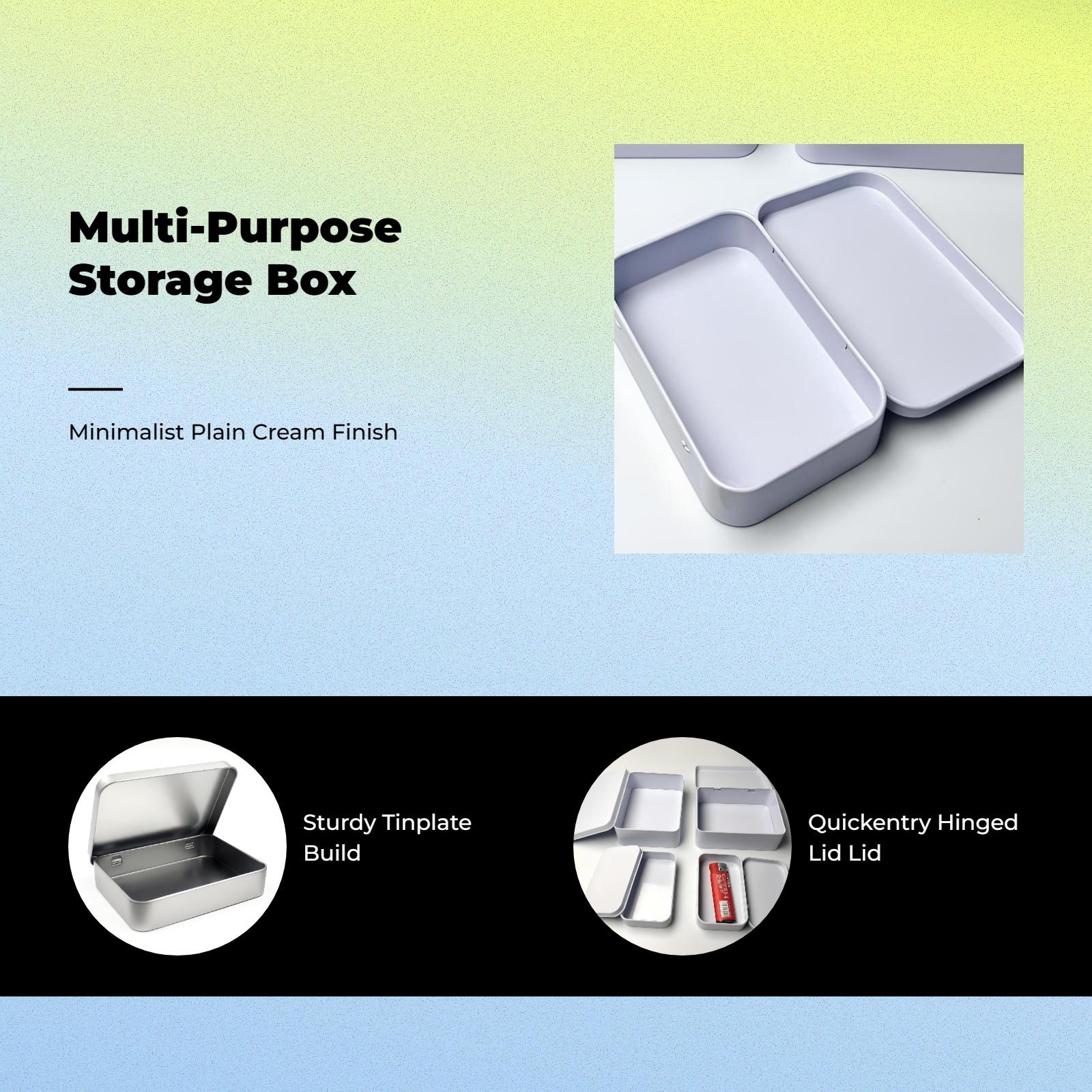 Cream Tin Metal Storage Box Se - огляд і ціна Tin Container Lid