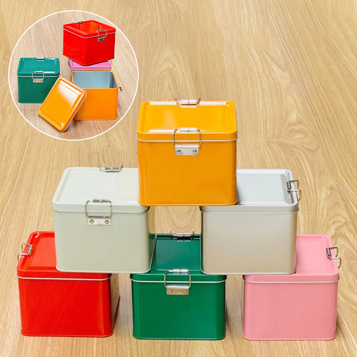 Square Tinplate Cookie Tins Bo - огляд і ціна Tin Container Lid