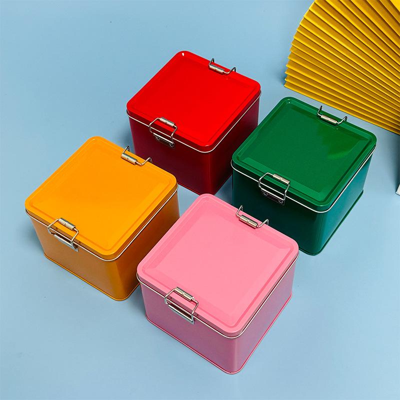 Square Tinplate Cookie Tins Bo - огляд і ціна Tin Container Lid