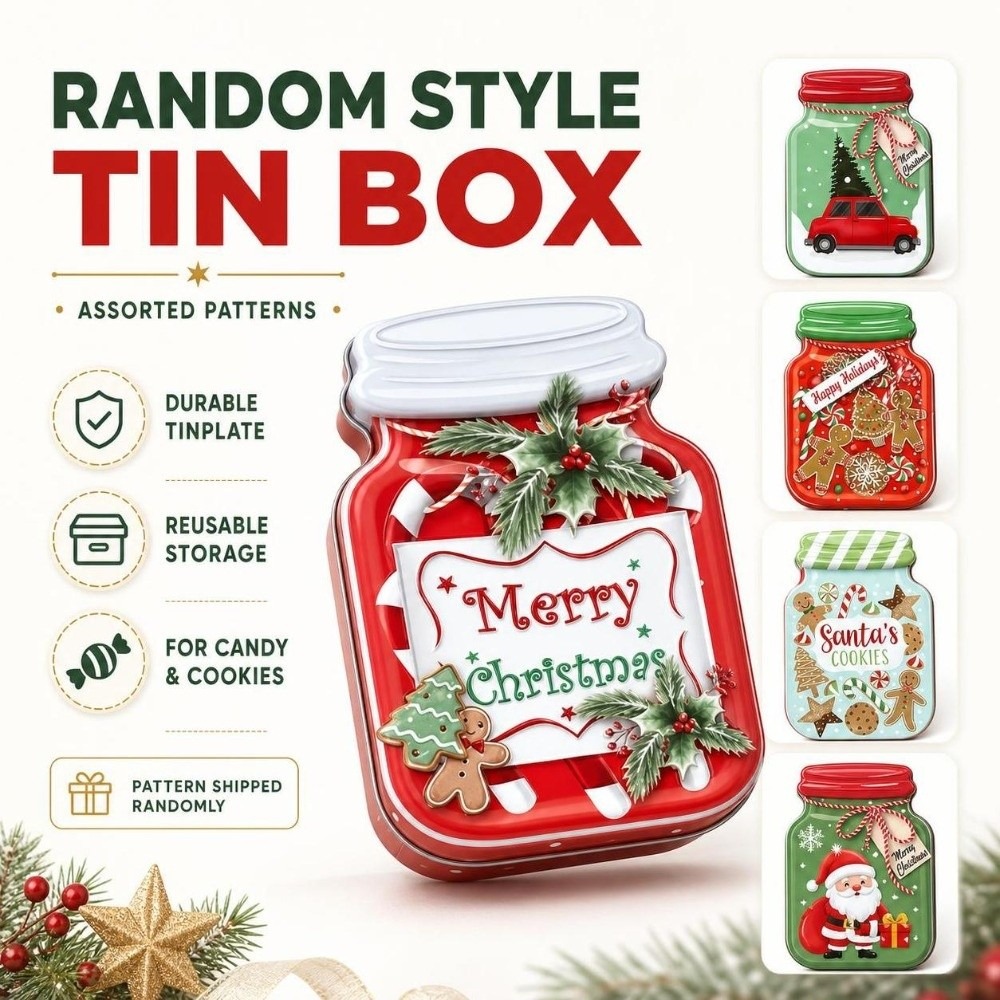 Portable Metal Christmas Tin B - огляд і ціна Tin Container Lid
