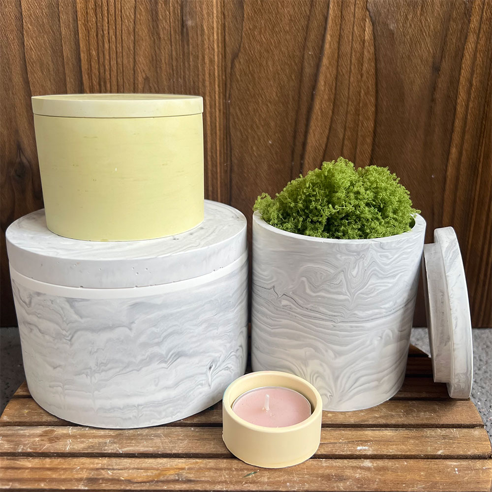 Round Cement Candle Canister S - огляд і ціна Candle Making Vessels